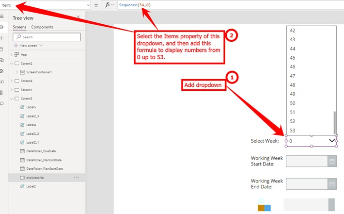 Select the items property of this dropdown